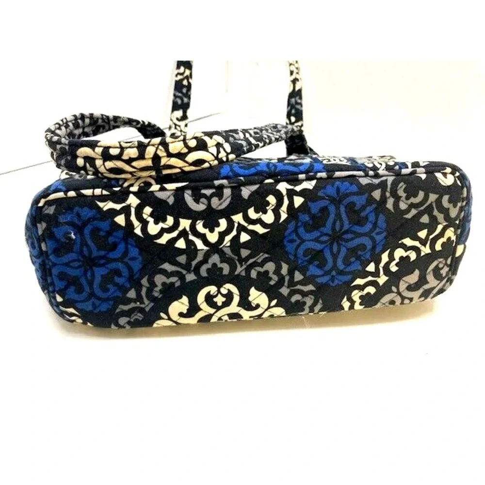 Vera Bradley Purse Canterbury Cobalt Pattern Blue Black White Double Strap‎